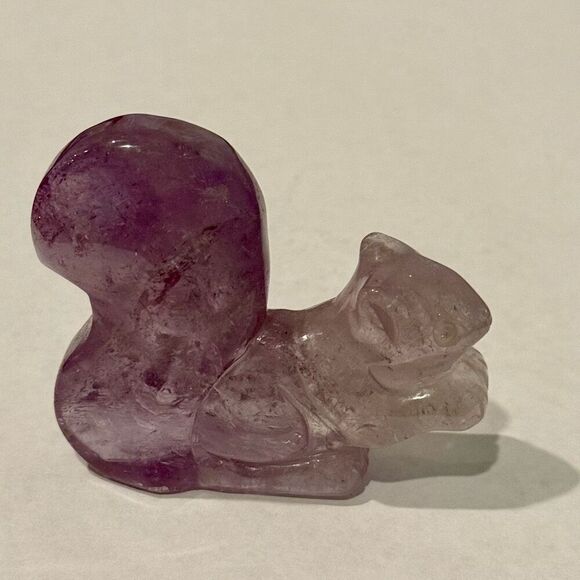 Cute Hand Carved Natural Amethyst Squirrel - Picture 4 of 7